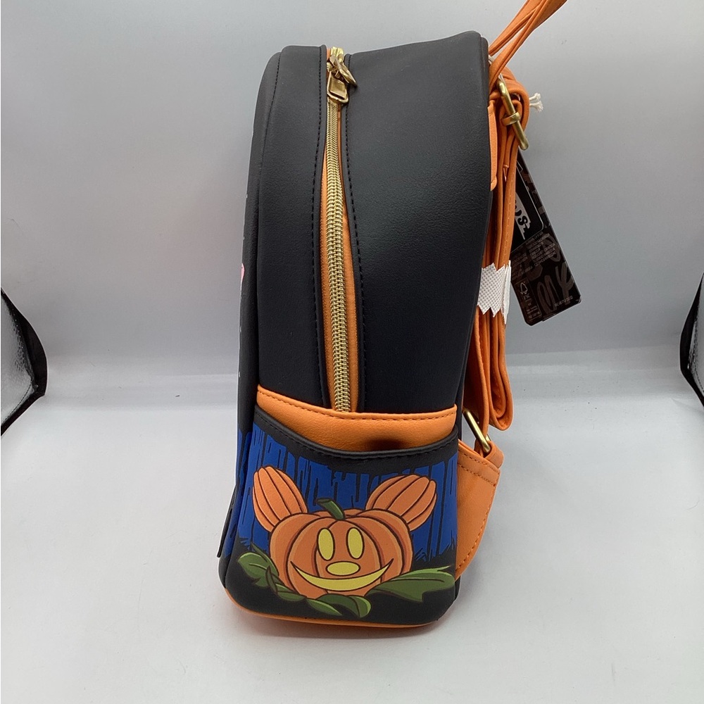 Disney Loungefly Halloween Glow Mickey Pumpkin Mini Backpack NWT - Picture 3 of 6